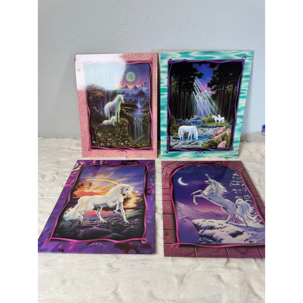 Vintage 1996 Stuart Hall Mystic Places Unicorn Folders Set of 4 Meiklejohn y2k
